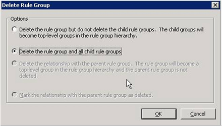 Delete Rule Group screen