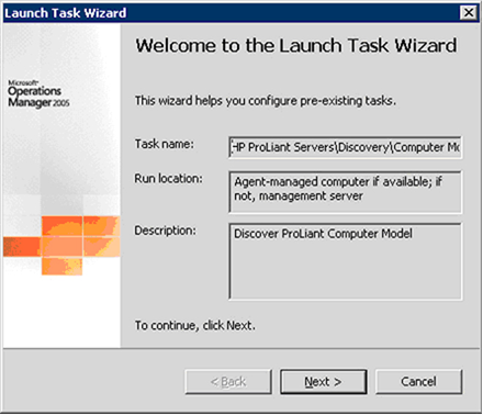Discovery taskLaunch Task Wizard welcome