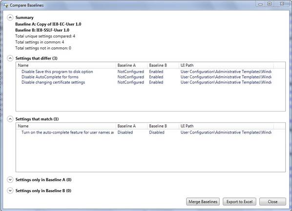 Description: C:\Users\johnc\Documents\Baselines 2.0\SCM 2.0 Help\SCM 2 Help development files\Screen shots\Compare_Baselines_Summary_page.JPG