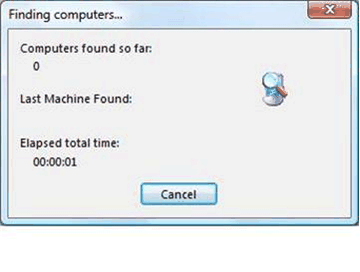 Screenshot of Finding Computers... dialog box